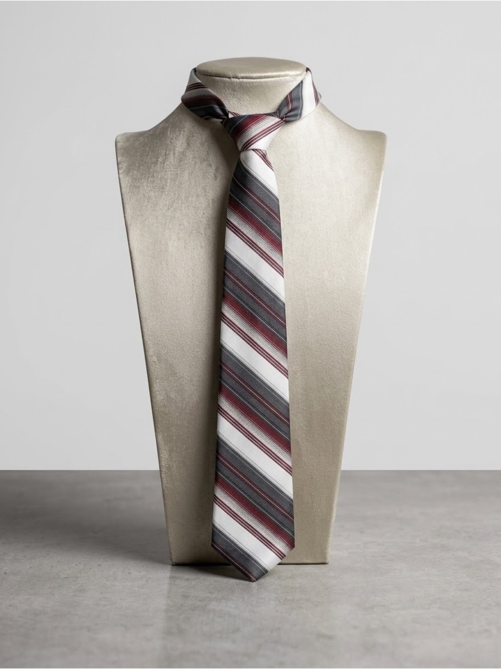 Vintage Christian Dior Monsieur Striped Tie Burgundy Grey White